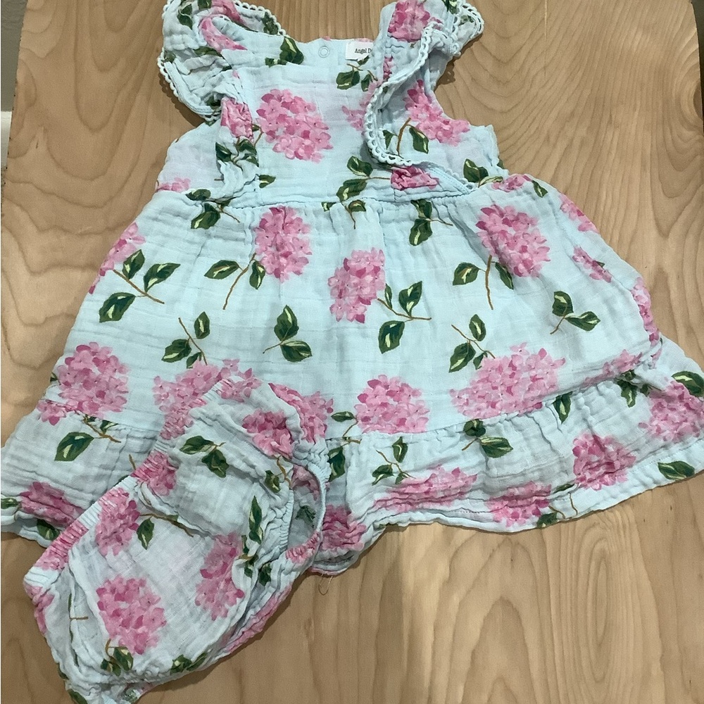 Floral Pink and Green Kids Dress